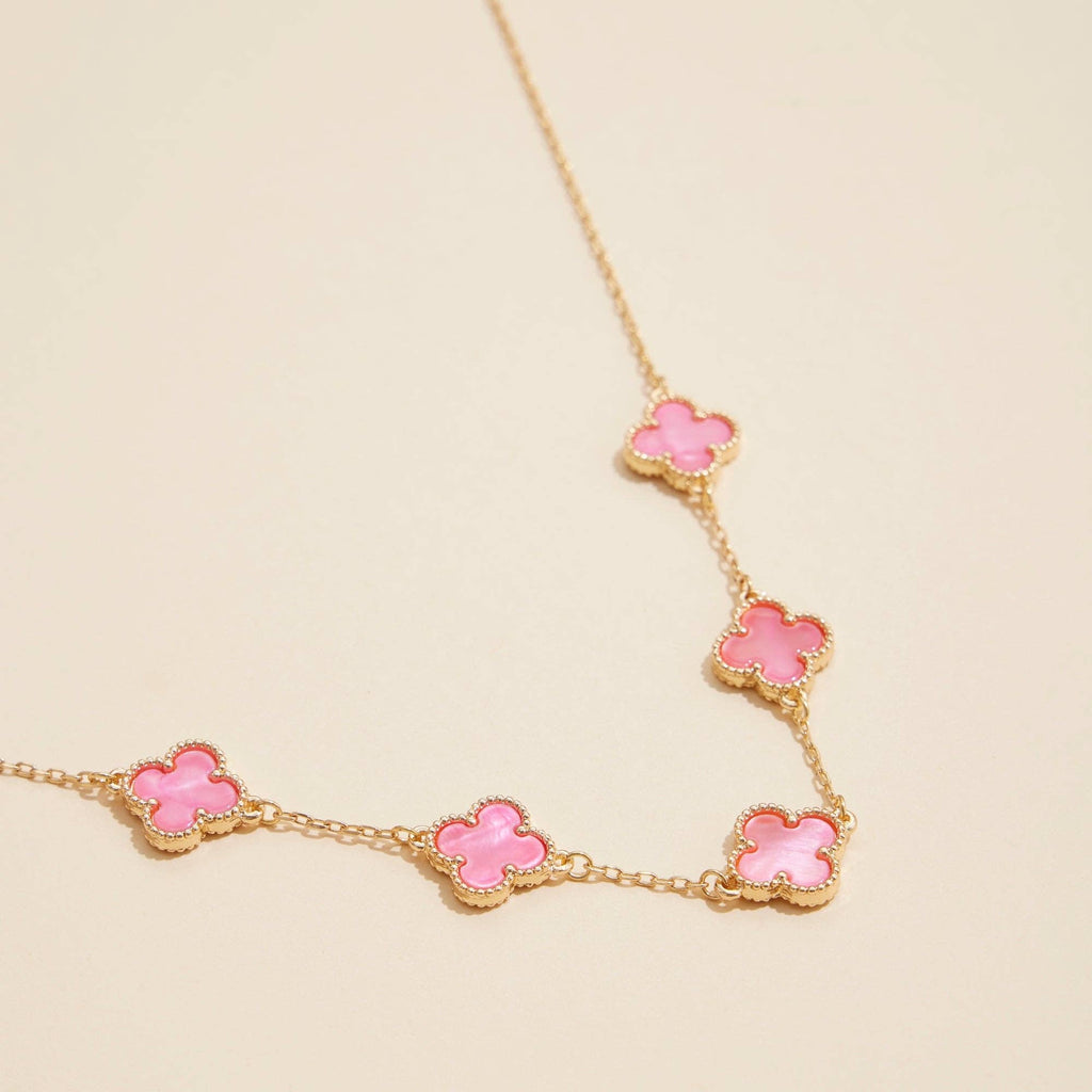Gold Chain Necklace with Shell Inlay Charms: Gold/White / One / 4SN11001