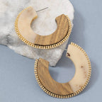 Wood And Resin Flat Hoop Earring