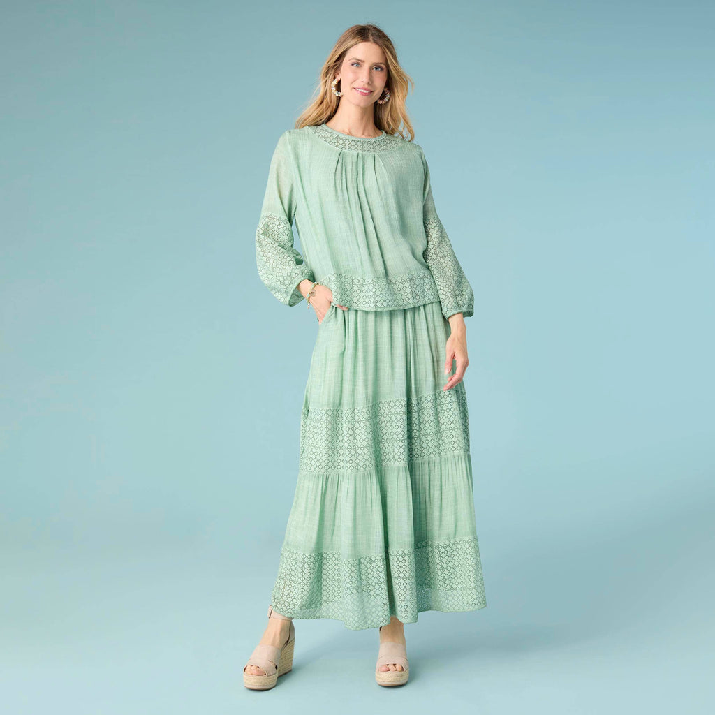 Ella Relaxed Long Sleeve Top: Dusty Green