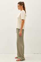 VANILLA CASHMERE BLENDED SHORT SLEEVE SWEATER