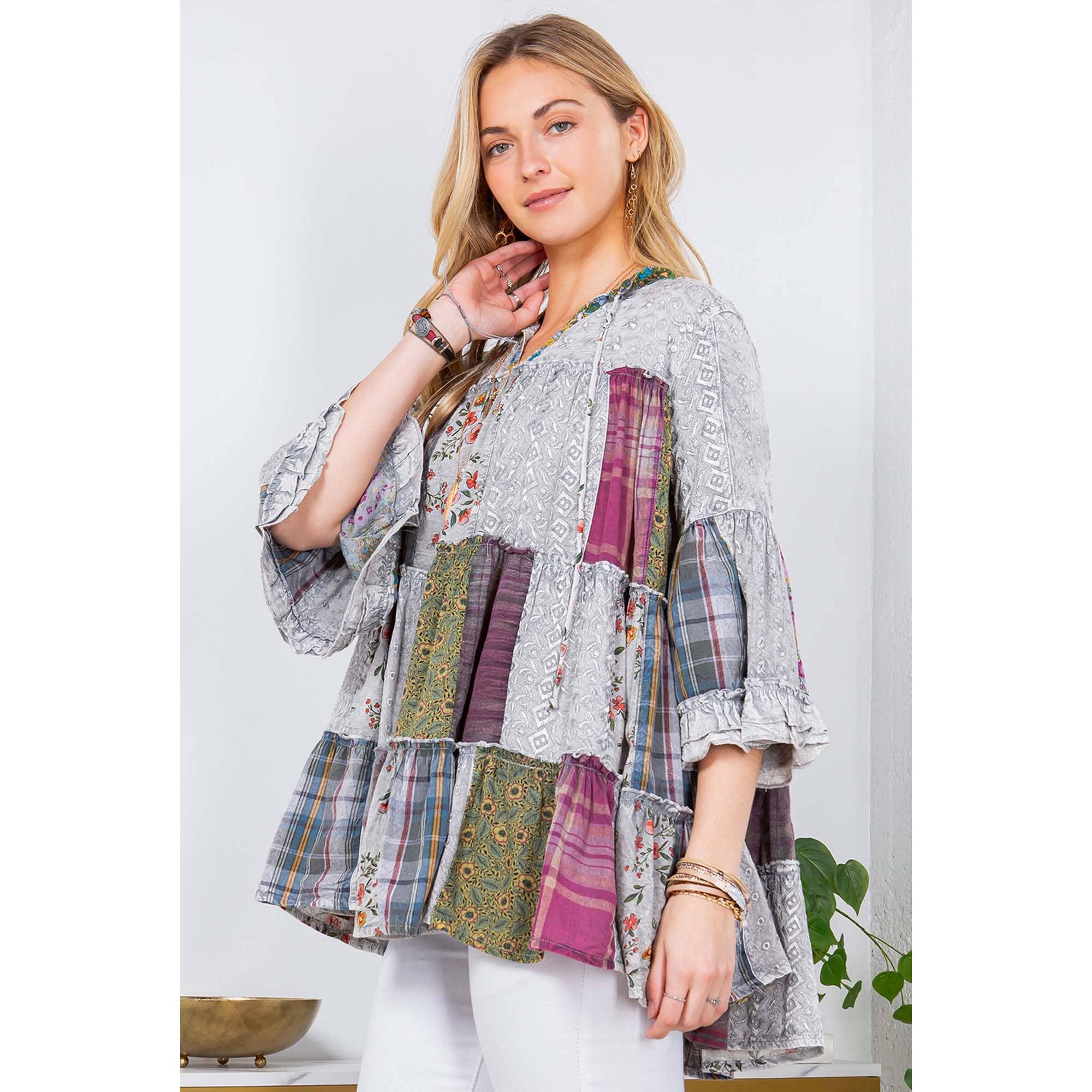 GRAVEL Artistic Fusion: Overdyed Jhabla Top With Emb