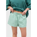GREEN Striped Drawstring Waist Shorts
