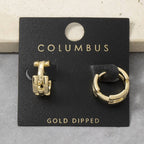 Chunky Chain Link Textured Huggie Hoop Earrings: GOLD