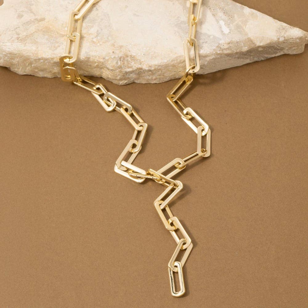 Chunky Paperclip Chain Y Lariat Necklace: G