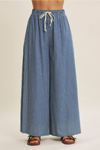Washed Denim Comfort Meets Wanderlust Stripe Wide-Leg Pants