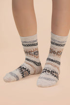 Aztec Graphic Cozy Crew Socks: HEATHER GREY