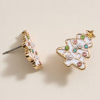 Christmas Tree Enamel Stud Earrings: White / One / 4BE32041