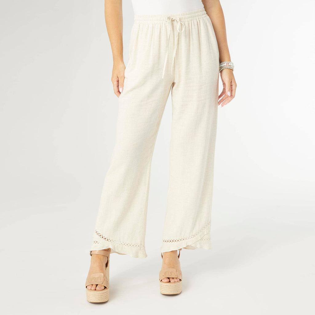 Layla Crossover Ruffle Pant: Natural