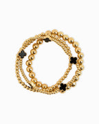 MOP Clover Stretch Beaded Bracelets, Set of 3: White