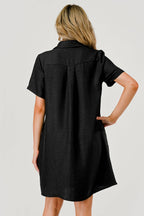Ellie Collared Short Sleeve Shift Dress Black