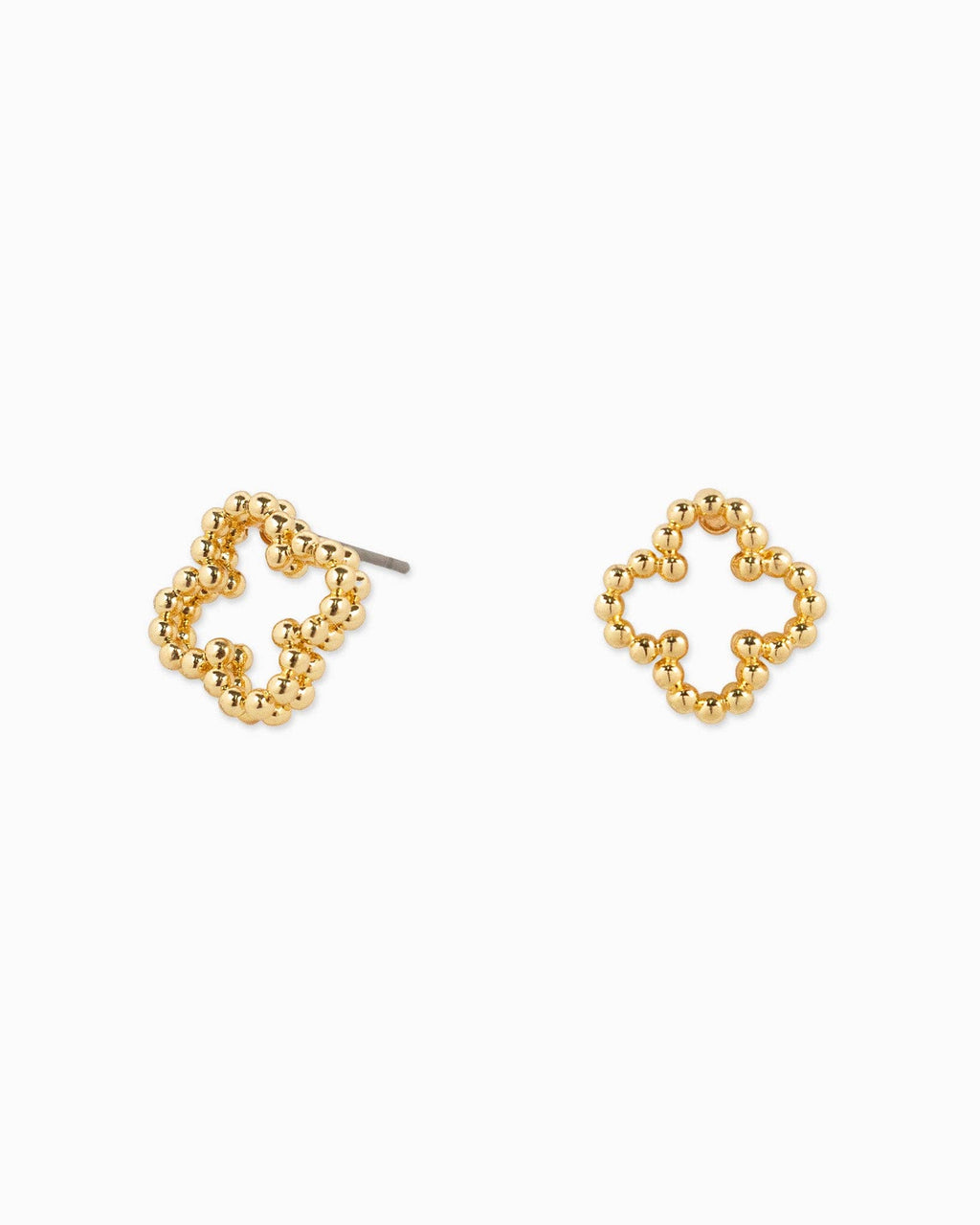 MOP Clover and CZ Stud Earring Set of 3: White