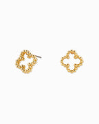 MOP Clover and CZ Stud Earring Set of 3: White