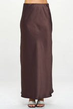 CHOCOLATE Silky Satin Maxi Skirt