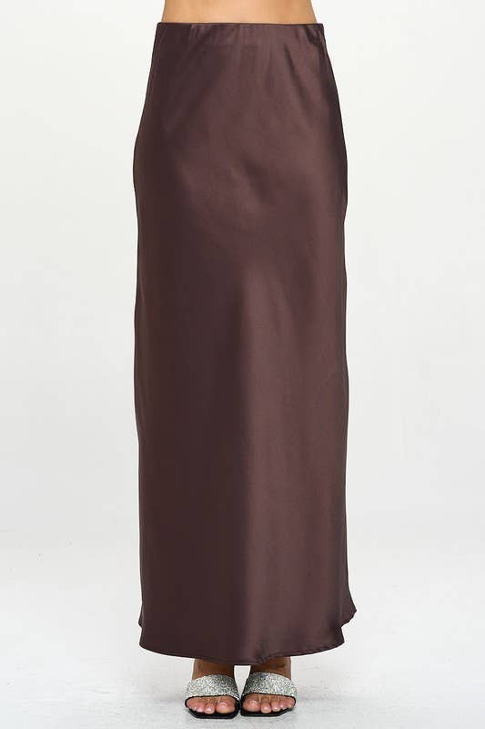 CHOCOLATE Silky Satin Maxi Skirt