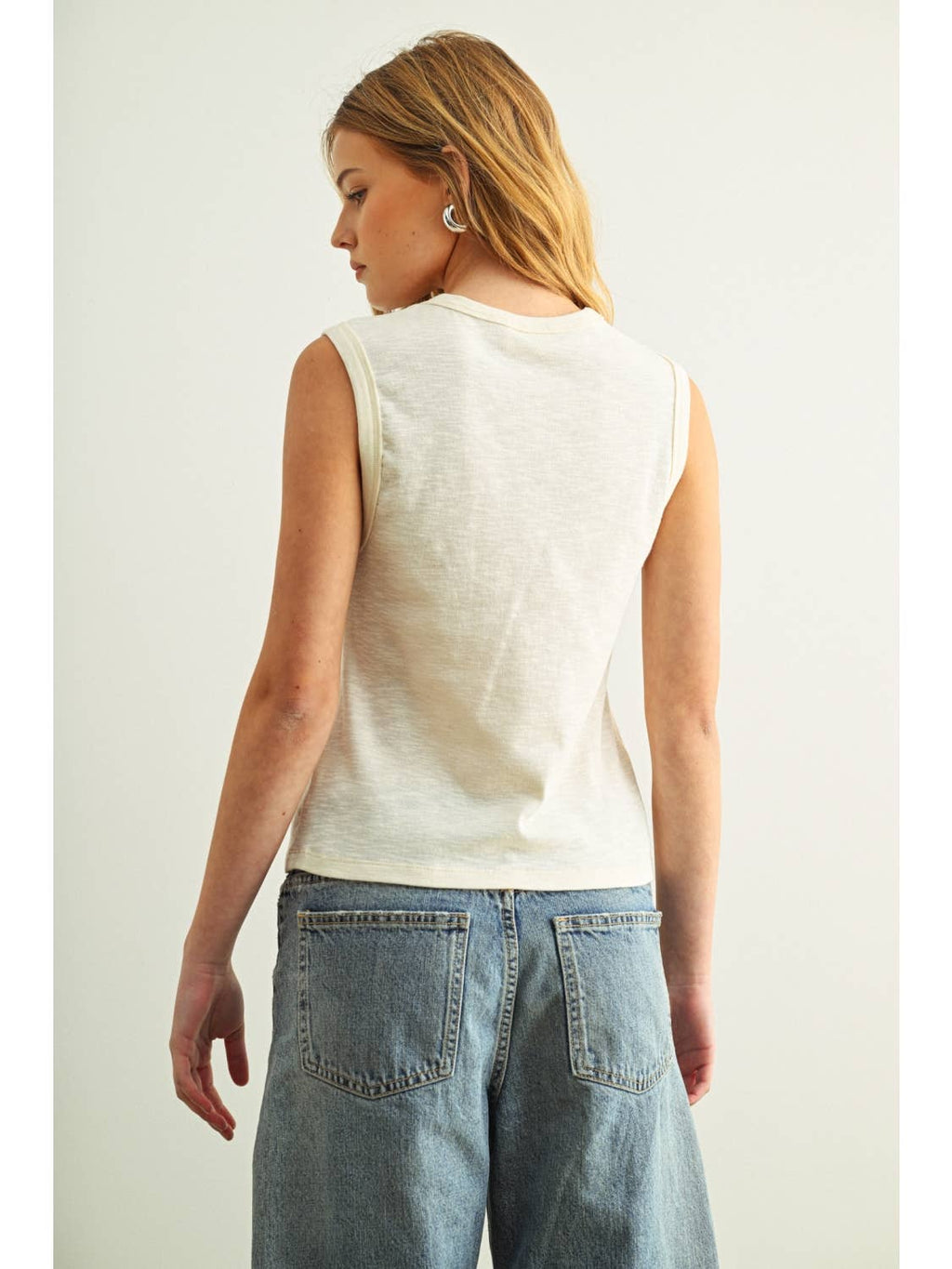 Sleeveless Cotton Top Cream