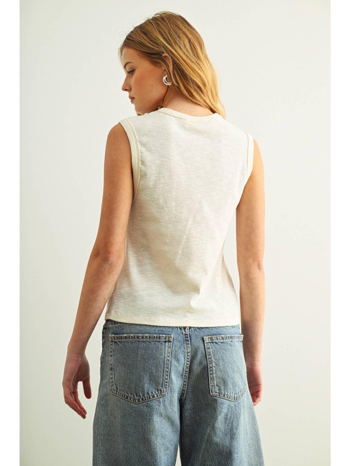 Sleeveless Cotton Top Cream
