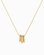CZ Rondelle Charm Pendant Necklace: Yellow Gold