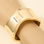 GOLD Thick Wavy Hinge Bangle Bracelet