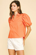 ORANGE BUBBLE SLEEVE BLOUSE TOP – PINCH – view 2