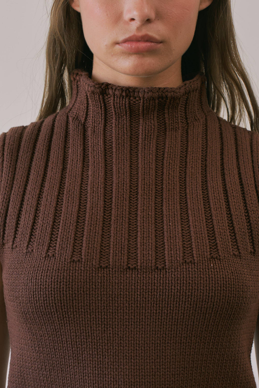 CHOCOLATE Pete Ribbed Mock Neck Sleeveless Sweater Vest