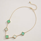 Gold Chain Necklace with Shell Inlay Charms: Gold/White / One / 4SN11001