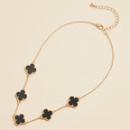 Gold Chain Necklace with Shell Inlay Charms: Black / One / 4SN11001