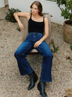 UPLIFTED JEWEL OLIVIA SUPER HIGH RISE FULL LENGTH DARK WASH WIDE JEANS