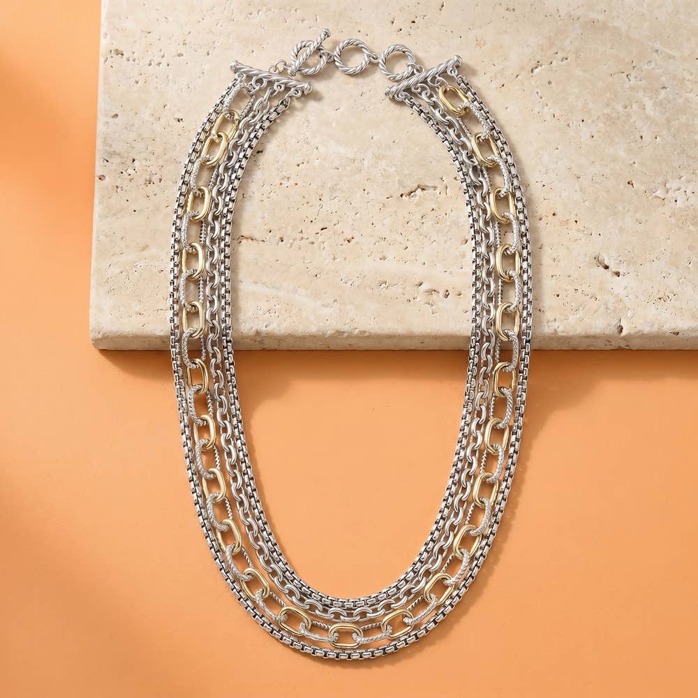 Layered Multi Strand Toggle Necklace: G