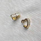 CRYSTAL HEART HOOPS |18k gold | clasp heart huggie hoop