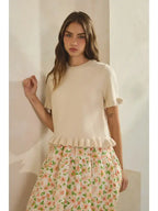 CREAM Ruffle Hem Knit Tee SWEATER – Creamon – view 4