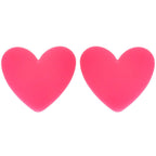 Heart Enamel Valentines Day Stud Post Earrings : Pink