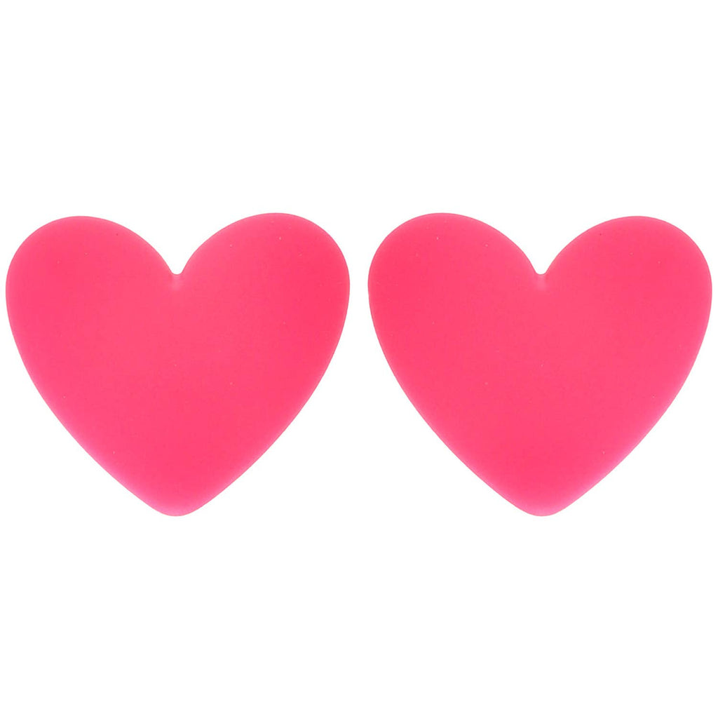 Heart Enamel Valentines Day Stud Post Earrings : Red