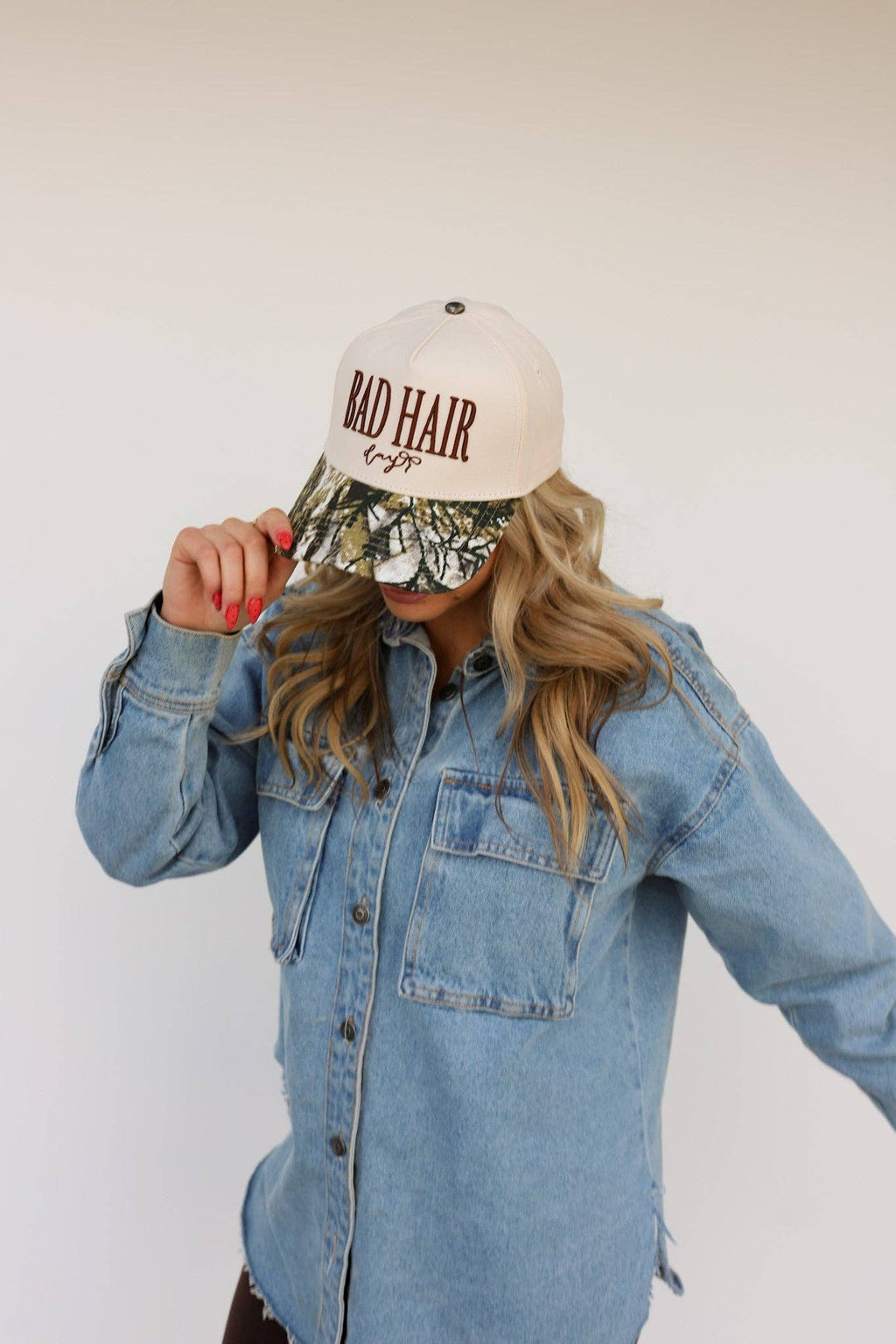 Bad Hair Day Trucker Hat: CREAM CORDUROY