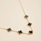 Gold Chain Necklace with Shell Inlay Charms: Black / One / 4SN11001