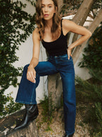 UPLIFTED JEWEL OLIVIA SUPER HIGH RISE FULL LENGTH DARK WASH WIDE JEANS