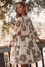 Plus SAGE Botanical Printed Pintuck Dress