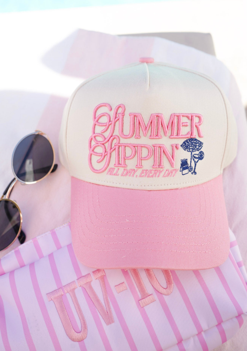 Summer Sippin' - Pink Vintage Trucker Hat