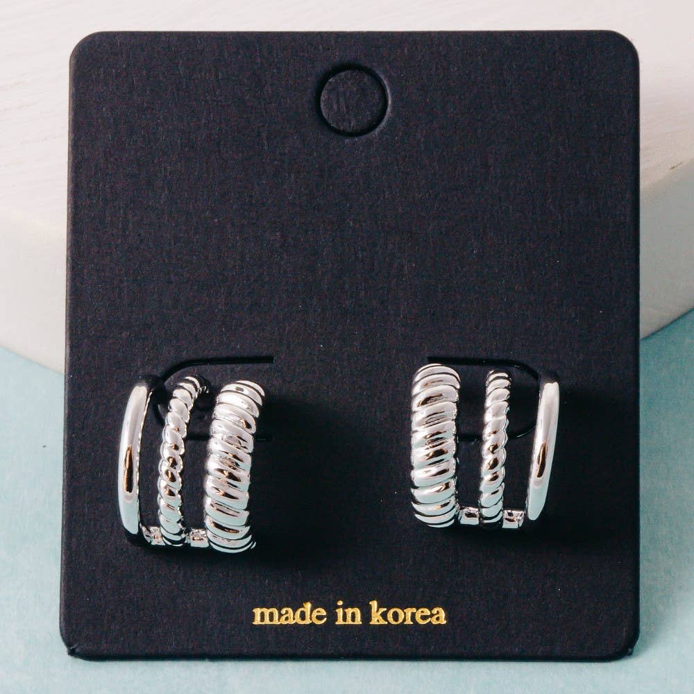 Gold Wide Layered Mini Hoop Earrings