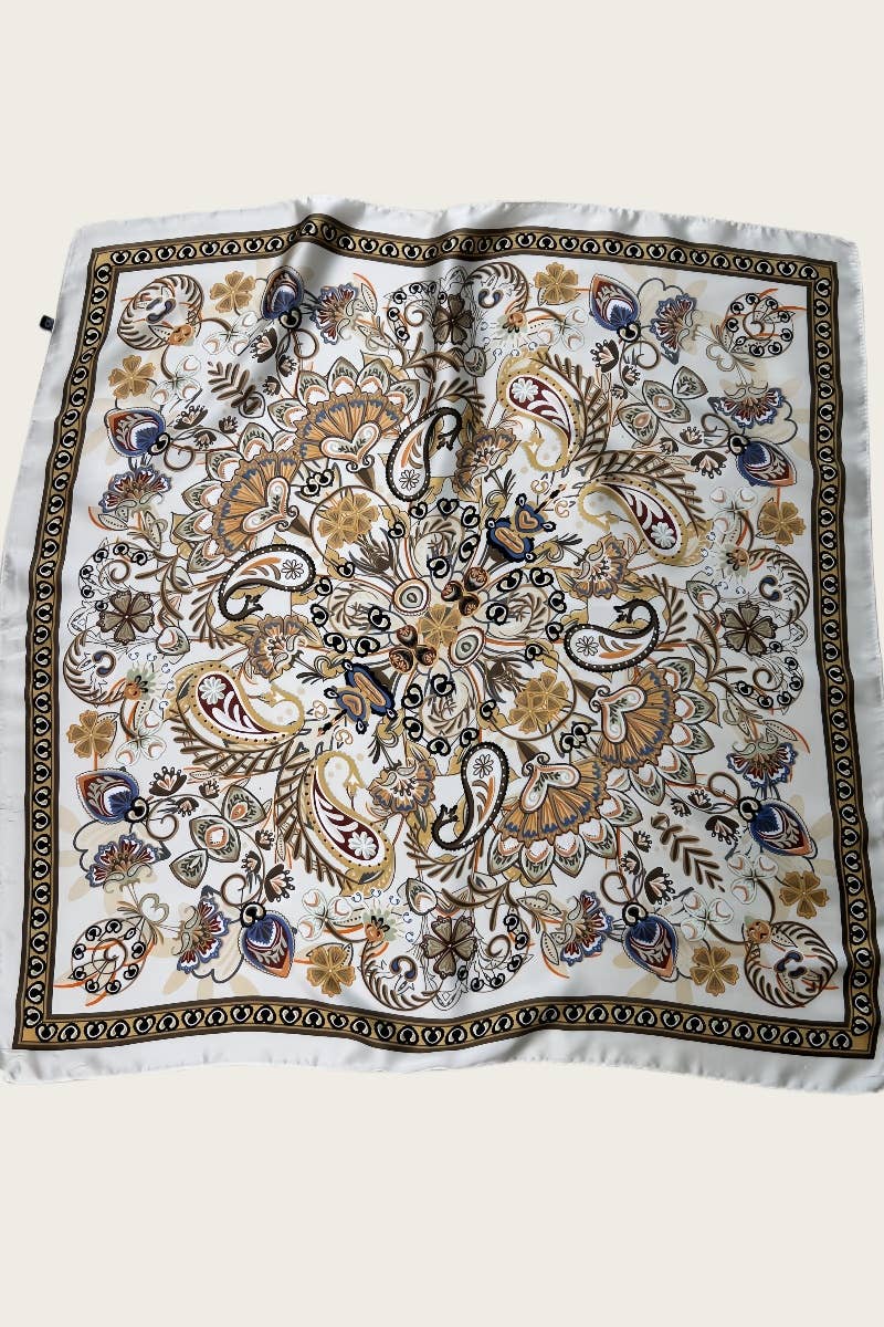 Ethnic Cream Vintage Print Multi-Use Bandana – Leto Accessories – view 2