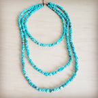 Triple Strand Layered Western Boho Small Dyed Turquoise Necklace 263p