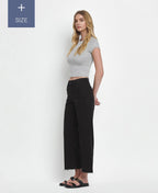 PLUS SIZE HIGH RISE BLACK CROP WIDE LEG JEANS