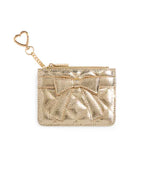 QUILTED BOW CARD CASE: GOLD