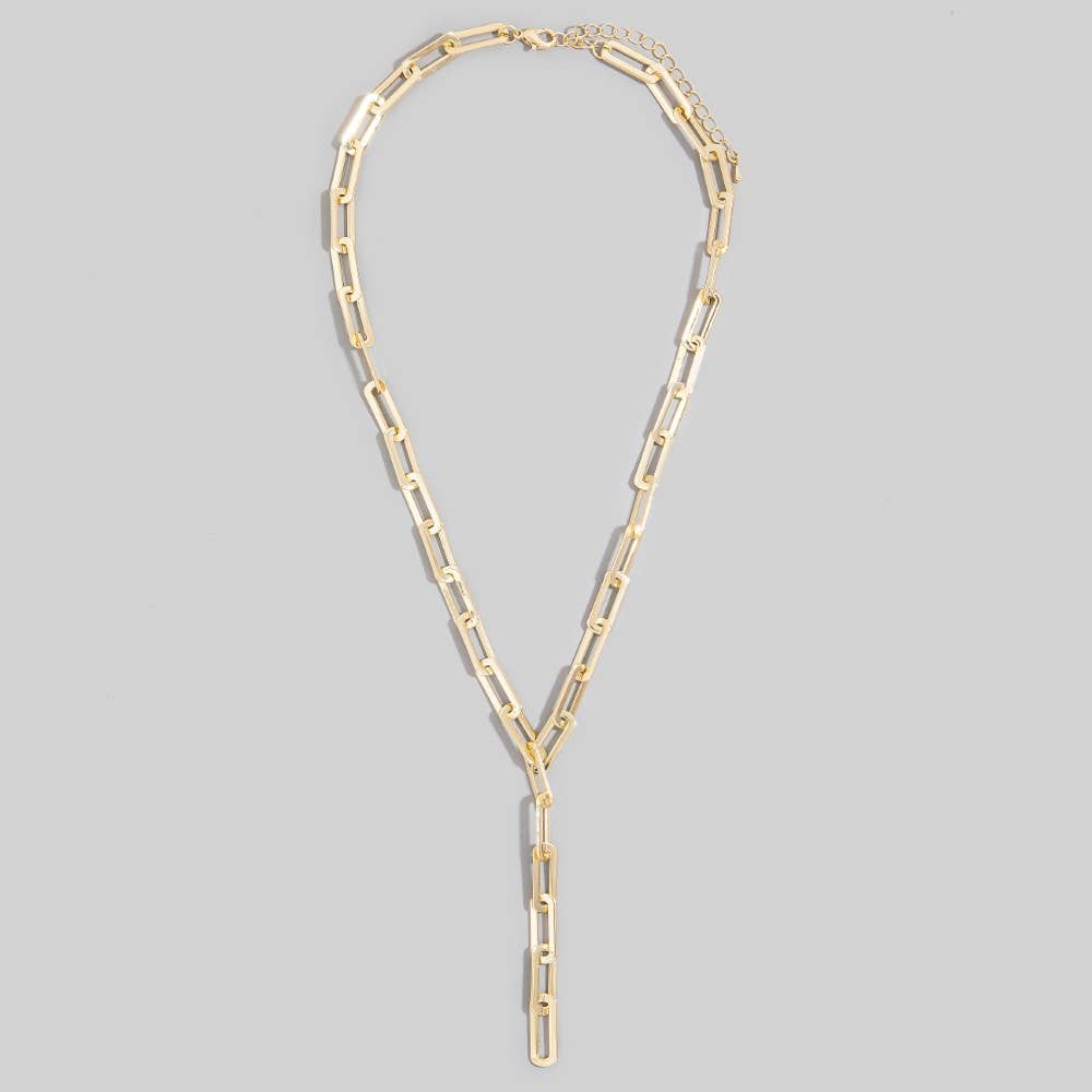 Chunky Paperclip Chain Y Lariat Necklace: G
