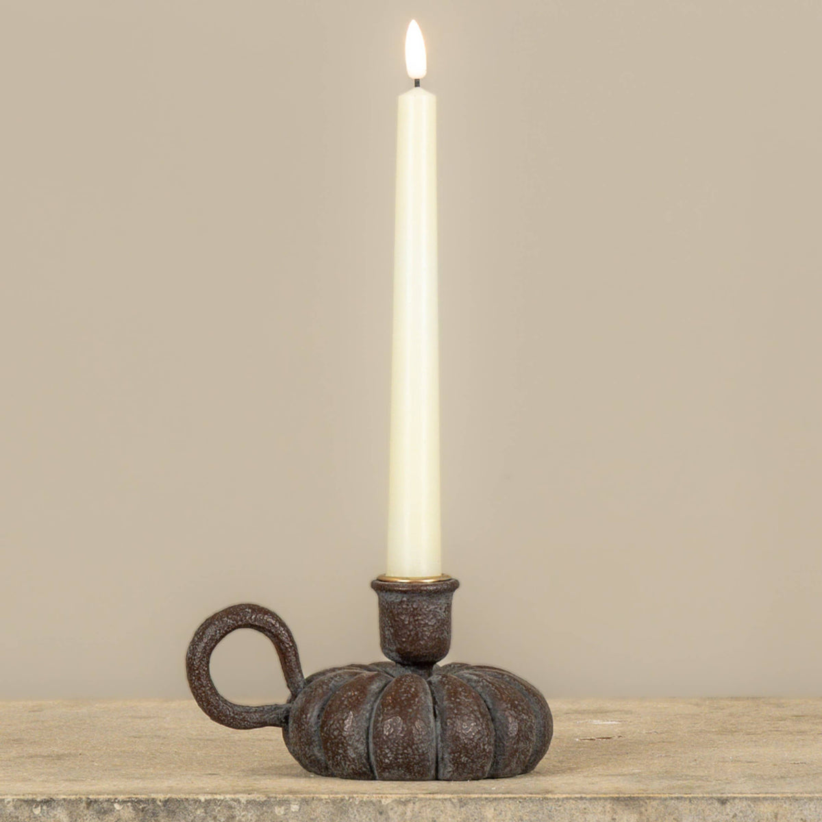 BROWN PUMPKIN TAPER CANDLE HOLDER