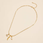 Gold Dipped Charming "Love" Pendant Necklace with Heart and Pearl Accents: Gold / One / 4DN18070