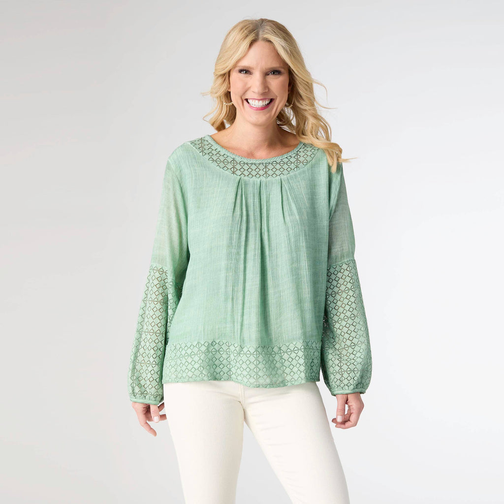 Ella Relaxed Long Sleeve Top: Dusty Green