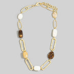 Hammered Link And Stone Station Necklace: IV