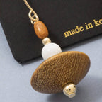 Wood Bead Natural Disc Drop Earrings