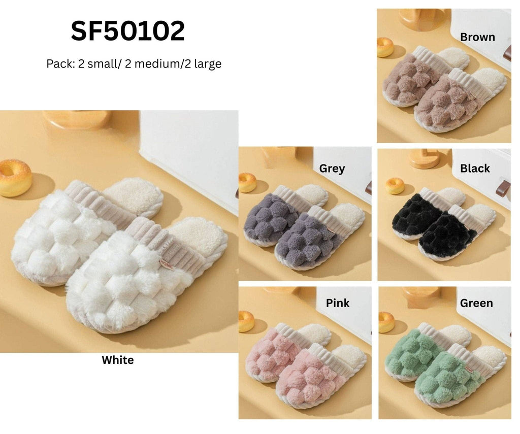 Plush Slippers: White
