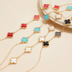 Gold Chain Necklace with Shell Inlay Charms: Gold/White / One / 4SN11001